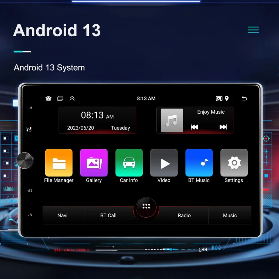 1DIN 10.4'' Android 13 2+64GB Car Stereo Carplay GPS Navi Wifi MP5 Mirror link - Image 2 of 4