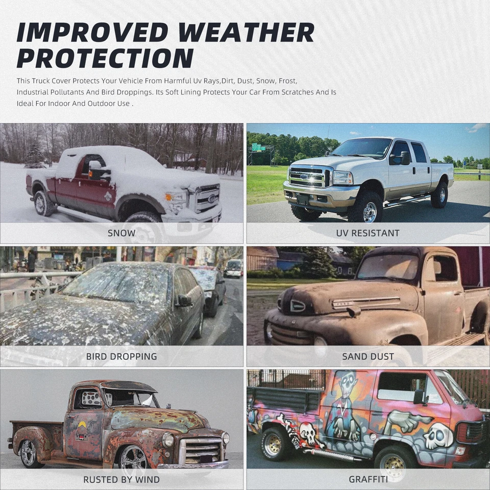 222-дюймовый полный чехол для пикапа грузовика УФ-пыль водонепроницаемый для GMC Canyon 2004-2022 AT - Изображение 4 из 4