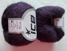 Ice Yarns Kid Mohair Fine yarn, dark purple, lot of 2 329 yds ea 