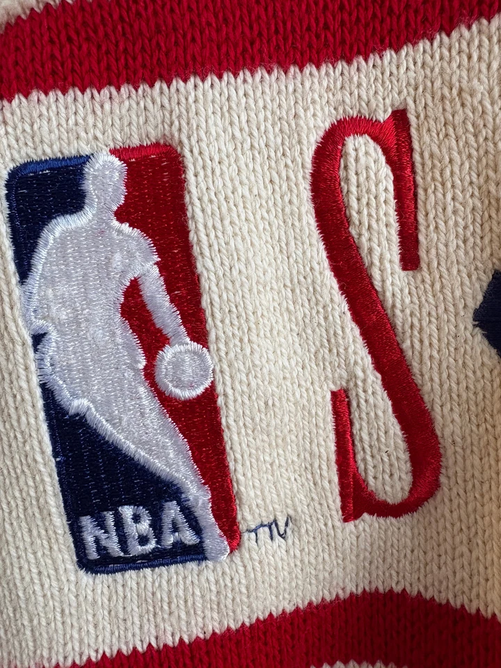 Suéter tejido con cable de nuez moscada vintage Philadelphia 76ers Sixers NBA-Hombre L, se adapta a XL Foto 4 de 4