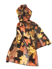 Women  s Scarf Sheer Gorgeous Fall Flowers Brown Orange Gold 60L X 13W Preowned