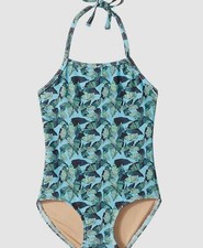 NEW 195 ToobyDoo Kids Girls Blue Halter One-Piece Bikini Swimwear Swimsuit 1-2