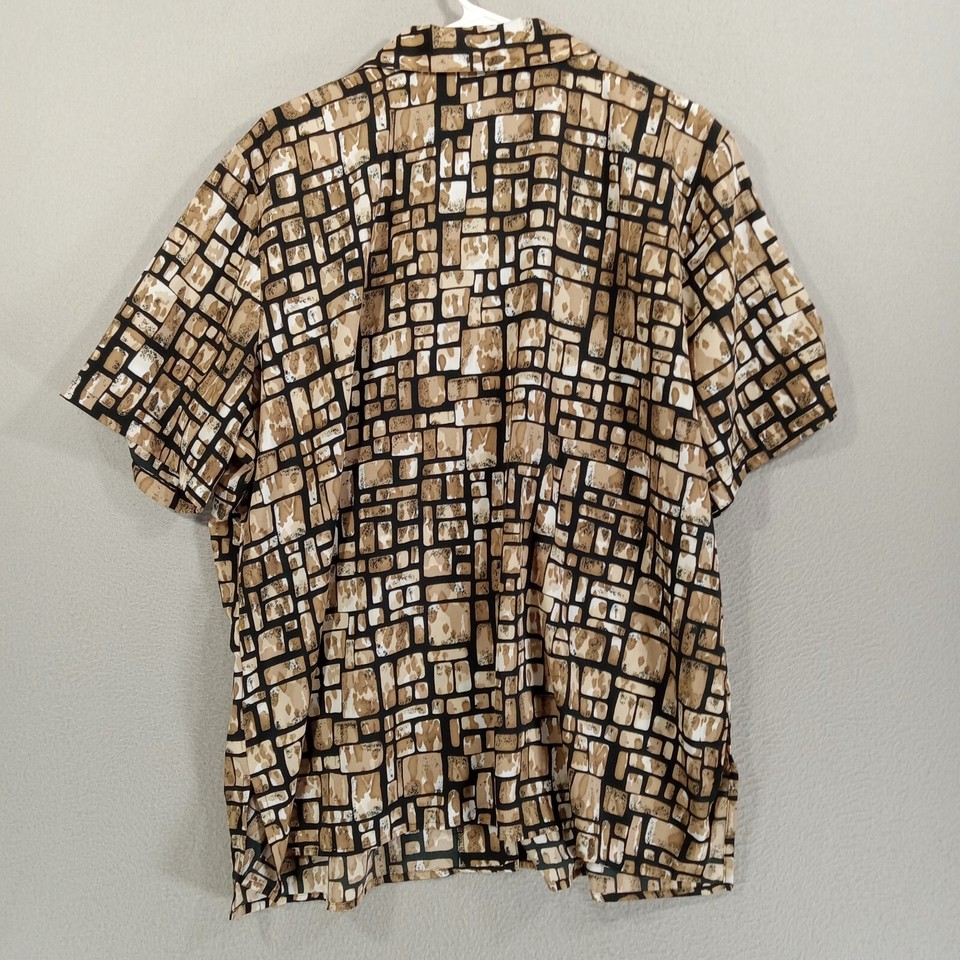 Worthington Woman 1X Shirt Brown All Over Print Short Sleeve Button Up