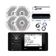 Marine Bluetooth AM/FM Radio Stereo LCD Digital Media Receiver Bundle With 4x...