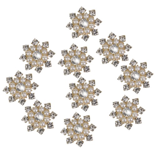 10pcs Diamante Rhinestone Crystal Pearl Buttons Flatback Embellishment Craft - Picture 12 of 12