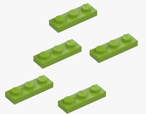 5 New LEGO Lime Green 1x3 Plates 3623 flat panel city building creator plate - Picture 6 of 6
