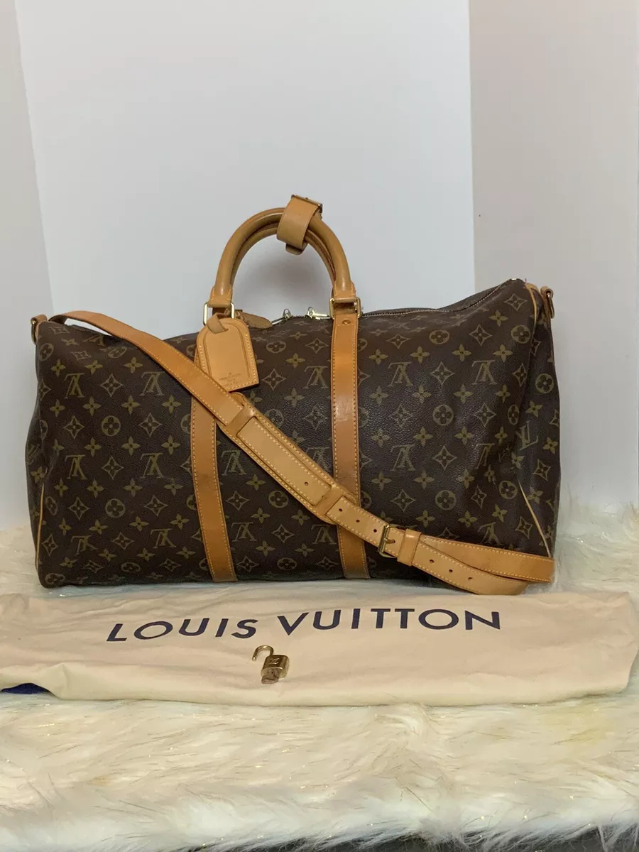 Louis Vuitton Keepall 50 Monogram Canvas Bandouliere Travel Bag LV