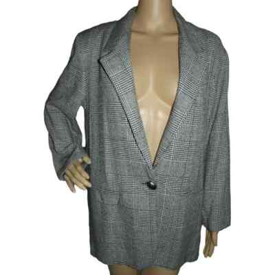 Vtg Michael & Company Blazer Sz Medium Black White Houndstooth Boyfriend Jacket
