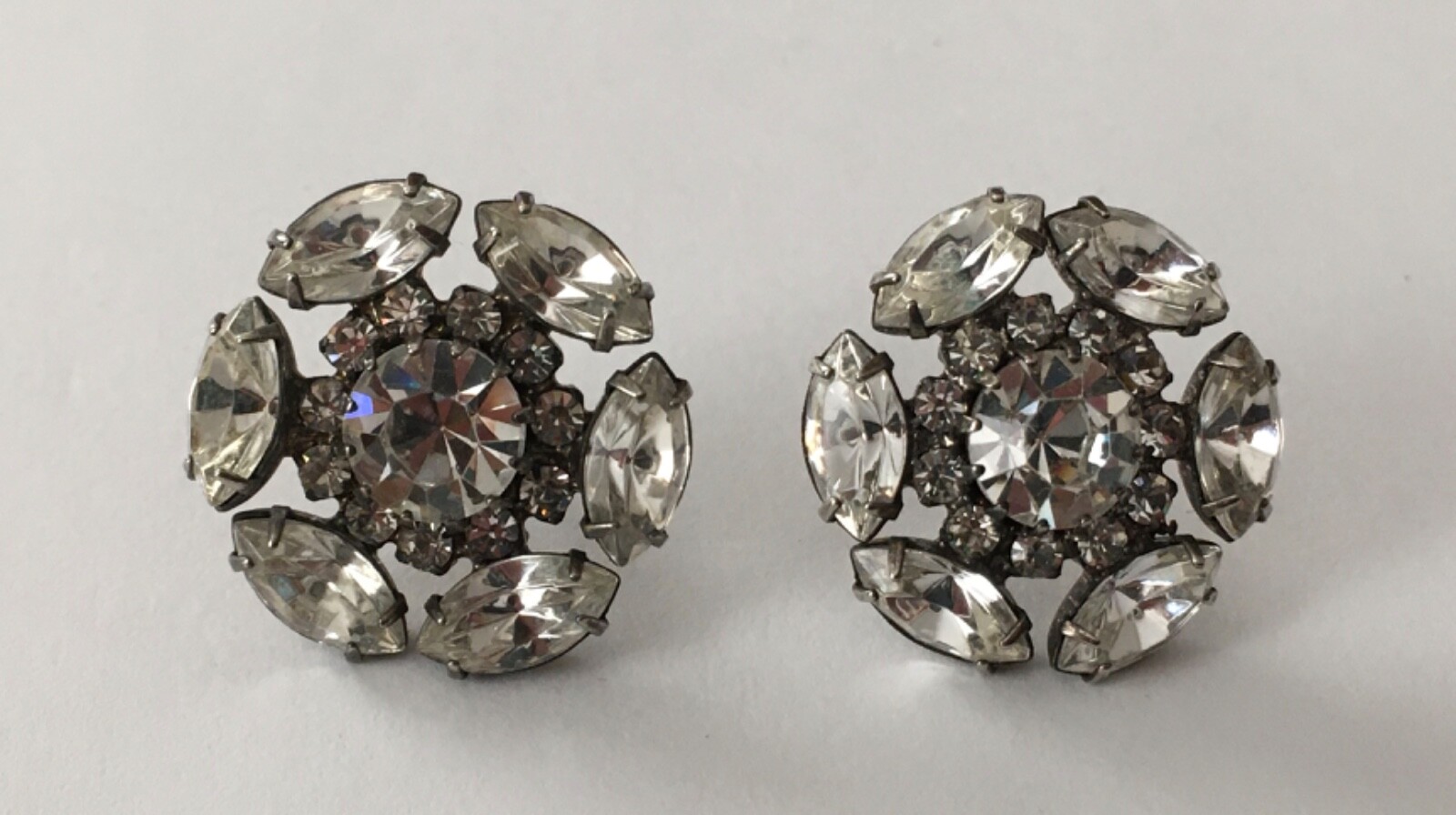 High End Statement Rhinestone Cluster Pierced Ear… - image 1