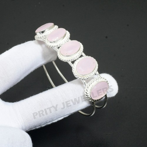 925 Sterling Silver Adjustable Handmade Cuff Bangle Garnet Topaz Quartz Gemstone - Picture 25 of 28