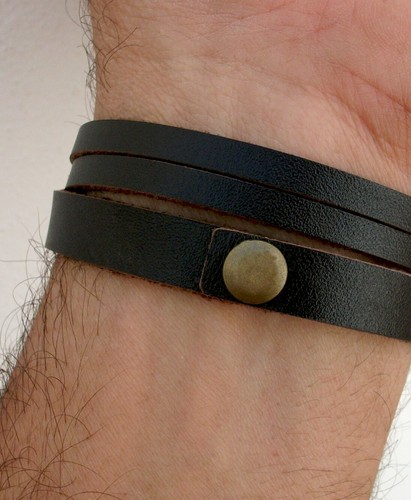 BRACCIALE POLSINO UOMO DONNA VERA PELLE CUOIO ARTIGIANALE CANAPART! D2TDM - Picture 2 of 5