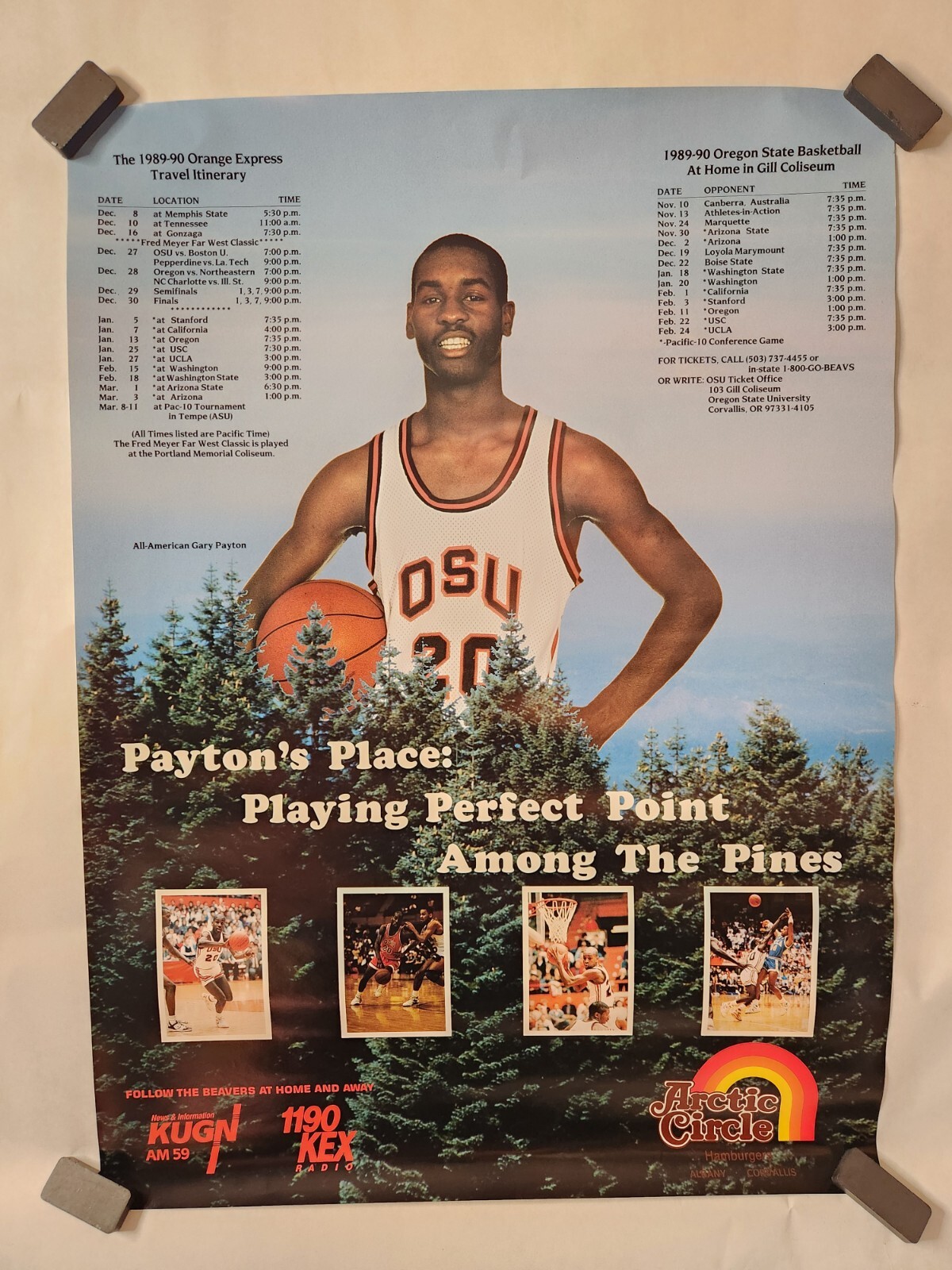 Vintage 1989-90 Oregon State University Beavers Basketball poster