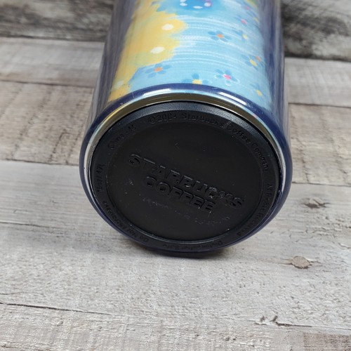 STARBUCKS COFFEE 2004 2005 TRAVEL TUMBLER 16 OZ Blue YELLOW FLORAL Flower Spring - Picture 7 of 10