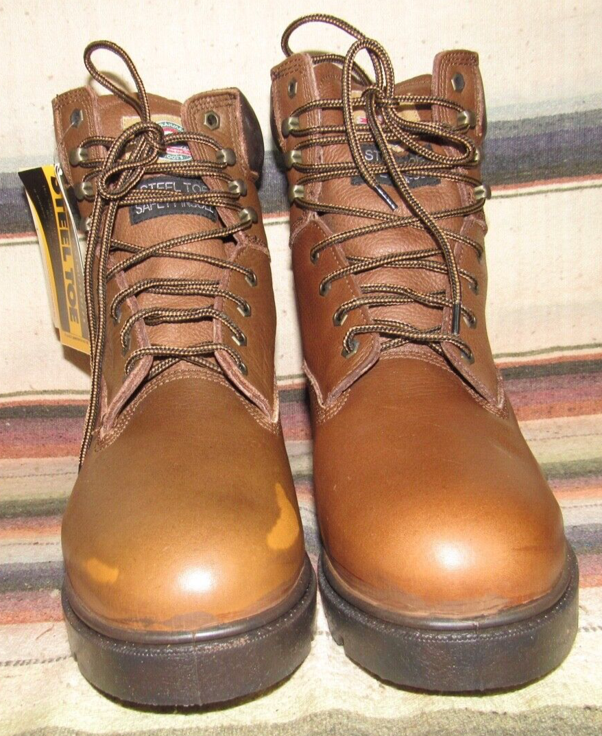 Mens Vintage Brahma Lace Up Brown Leather Steel Toe Work  display picture 3