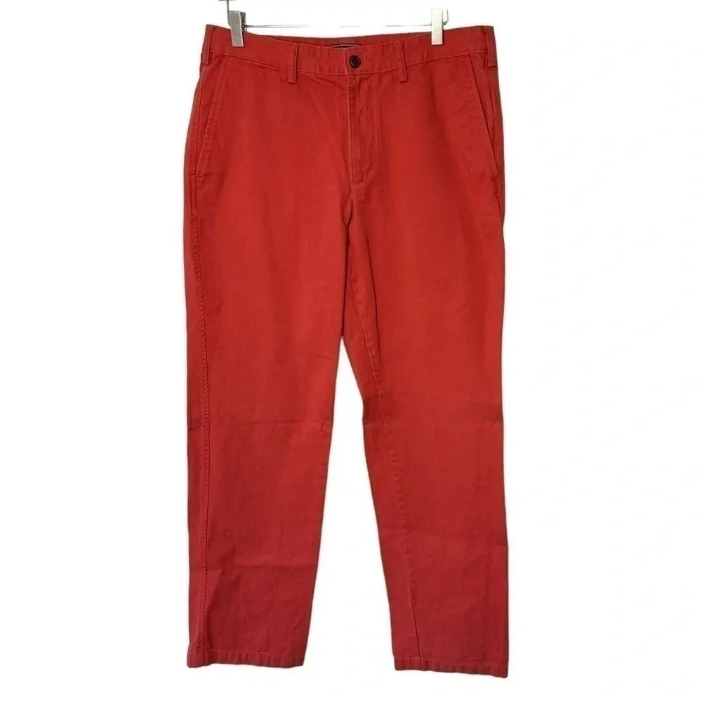 Lands' End Chino Pants 34 Red Traditional Fit Straight Leg Cotton Twill