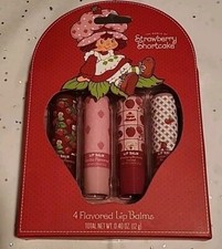 Strawberry Shortcake Lip Balm Set - 4 Piece Flavored Lip Balms - New In Box