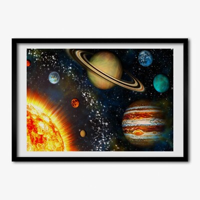 Tulup Bild MDF-gerahmte Wand-Dekor 100x70cm Sonnensystem