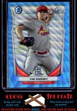 1-2014 Bowman Chrome Prospects Blue Wave Refractors Tim Cooney Cardinals #BCP44!