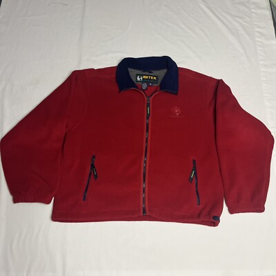 Vintage Eddie Bauer Jacket Mens Large Red Full Zip Fleece Ebtek