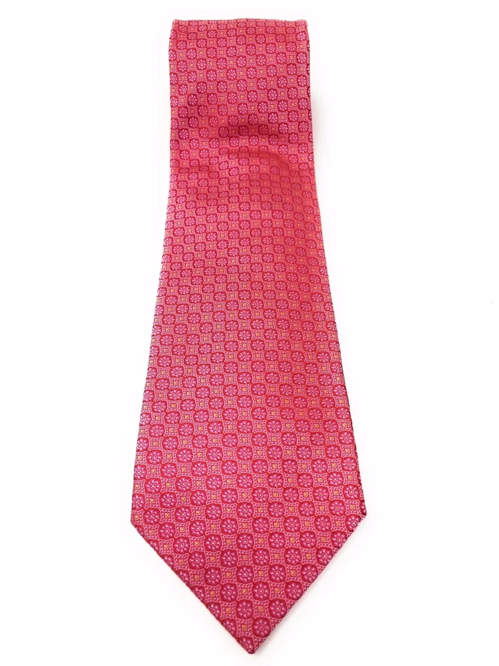 Corbatas DolcePunta Para Hombre Geométricas Rosa Rojo Amarillo 100% Seda Hechas a Mano en Italia Foto 3 de 4