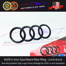 AUDI e-tron Sportback Rear Ring Emblem GLOSS BLACK Sign Logo Trunk Lid etron