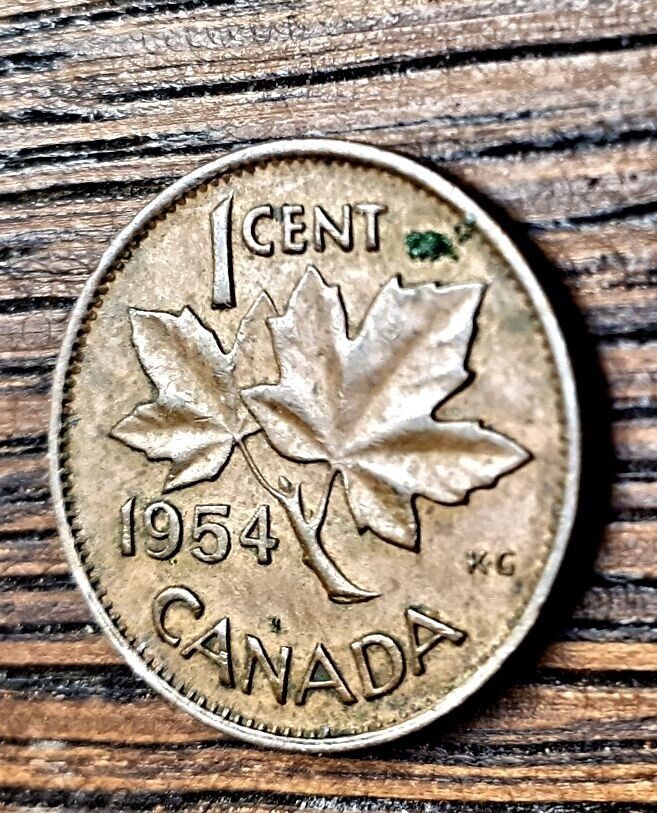 One cent Canada Queen Elizabeth 1954 Penny.
