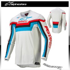 MAGLIA CROSS ENDURO ALPINESTARS TECHSTAR QUADRO OFF WHITE BLUE NEON BRIGHT RED