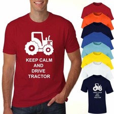 Keep Calm And Drive Tractor Top Mens Boys Party T Shirt Half Sleeve Tee Lot