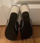 Women's Tommy Bahama Leather Wedge Sandal Mule Slip On 3.25" Heel Black White 7B — photo 9