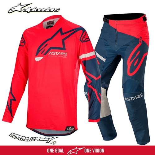 COMPLETO CROSS ENDURO ALPINESTARS RACER TECH COMPASS BRIGHT RED NAVY TG. 30  - M | eBay