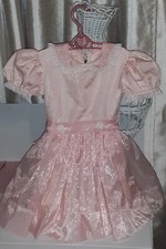 Little Girl's Vintage Easter Party Dress Nylon Taffeta Pink Sz 2/3
