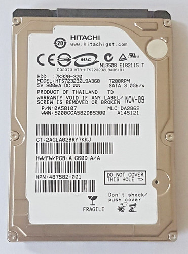 320 GB SATA Hitachi HTS723232L9A360 7200RPM 16MB HDD 2.5" interne Festplatte