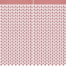 2 Pack 3.2x6.6ft Rose Gold Heart Shape Foil Fringe Curtain for Valentine's Day