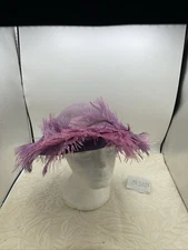 Antique Hat Purple Velvet Feathered Hat Glenover-Henry Pollak Co One Sz