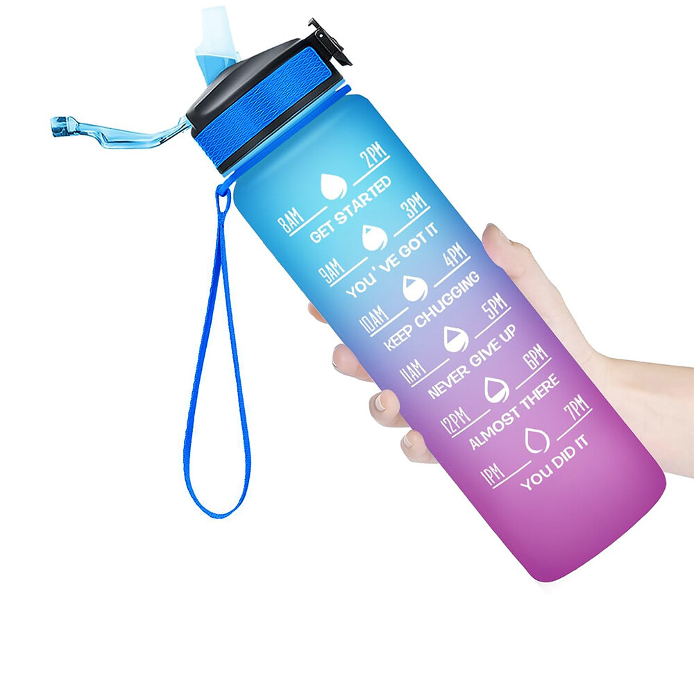 With Time Marker And Straw Wide Mouth Leakproof