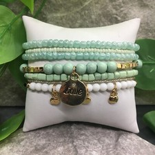 7 PC Handmade Bohemian Beaded Stackable Stretch Bracelet Set New Free Ship 5859