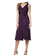 Chaps Ralph Lauren Dress 10 Purple Faux Silk A Line Party Cruise Wedding NWT NEW