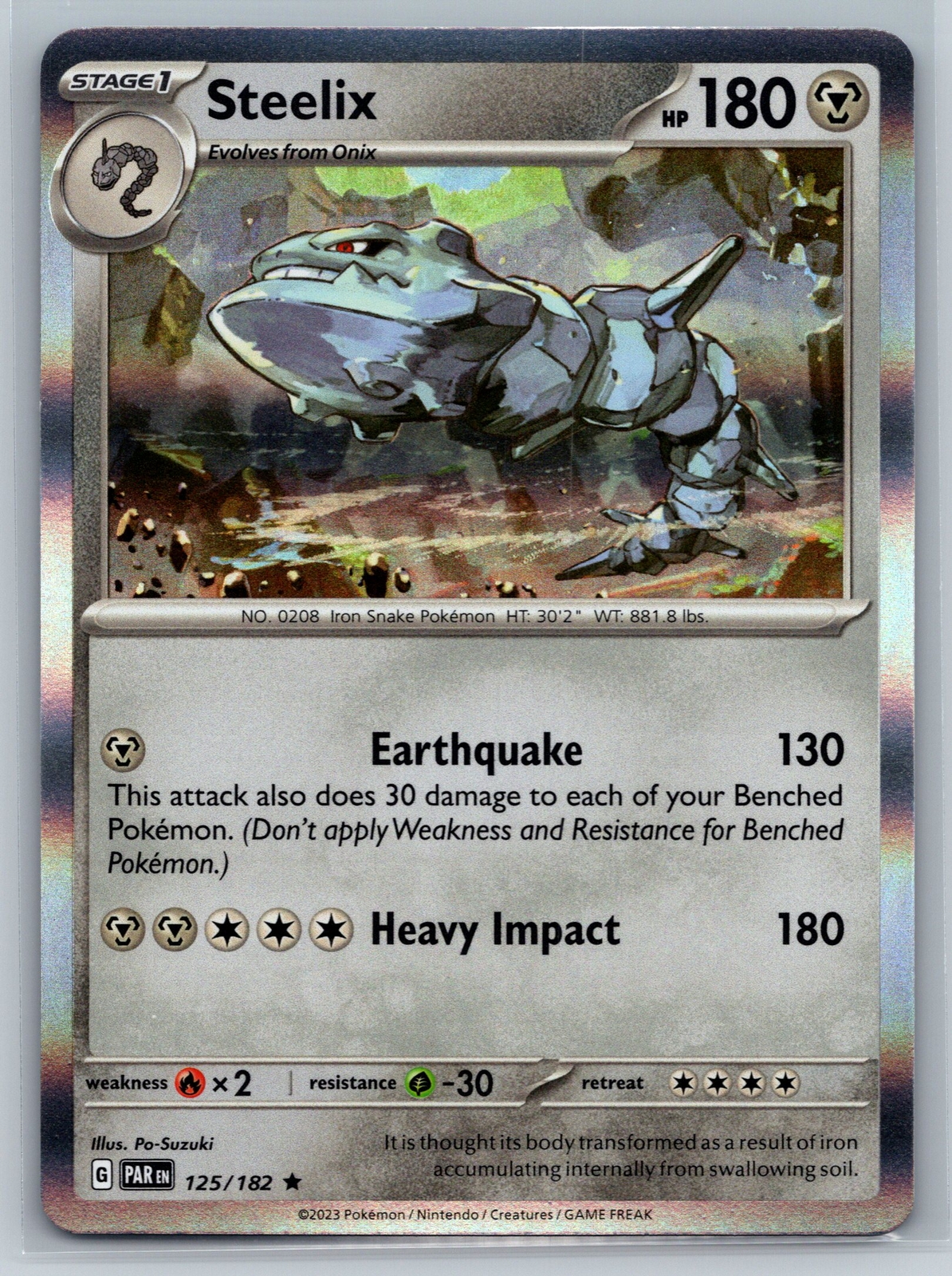 Pokémon 2023 #125/182 Steelix Rare SV04: Paradox Rift