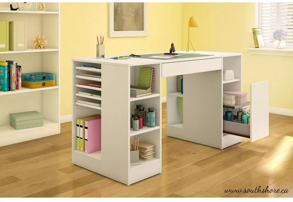 Corner craft desk clearance with storage