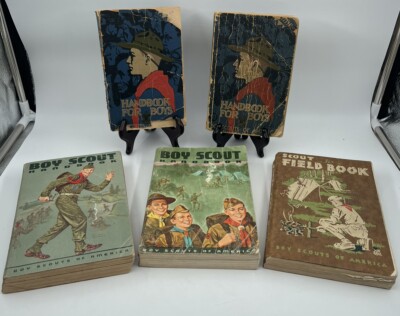 Lot Of 5 Vintage Boy Scout Books, Boy Scouts Of America Material 1930-1960s Read