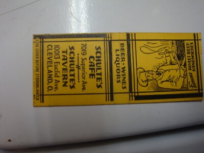 Schutte's Cafe and Tavern Cleveland, Ohio 1930s-40s matchbook