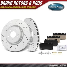 6x Front Drilled Brake Rotor & Ceramic Brake Pad for Hyundai Genesis Coupe 10-16