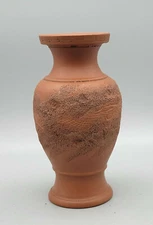 Chinese Yixing Zisha vase Dragon & Gilding 6"H 