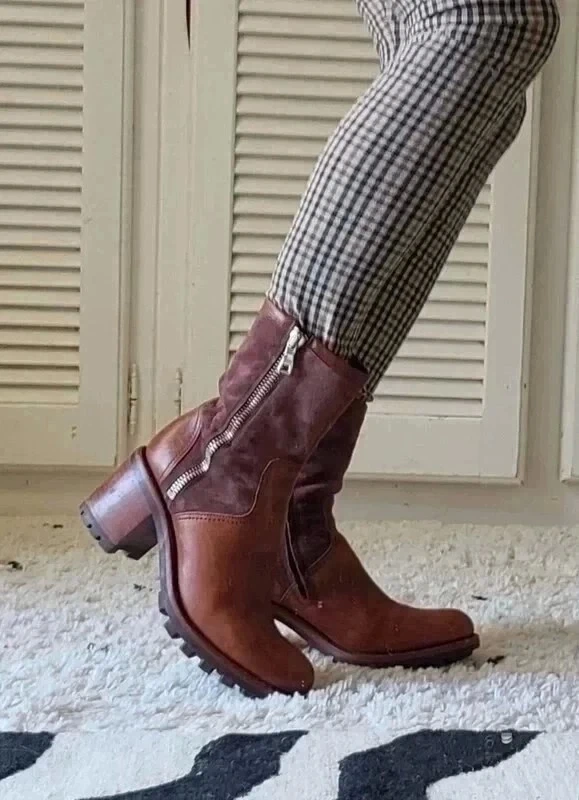 Biker Free Lance camel bi-matière cuir daim taille 39,5 - Photo 2/4