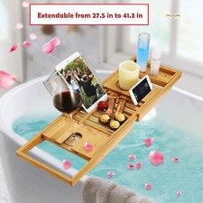 Premium Bathtub Tray House Warming Gifts Expandable Bamboo Bathtub Tray Caddy