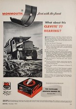 1952 Print Ad Clevite 77 Bearings Dump Truck Construction Site Cleveland,Ohio