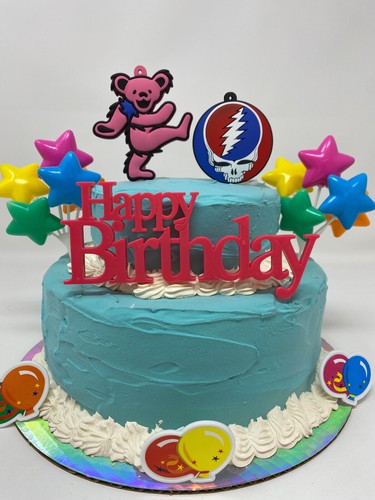 Juego de adorno de pastel de cumpleaños Grateful Dead ~ NUEVO ~ Oso bailarín rosa - Imagen 17 de 21