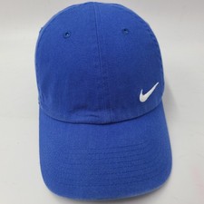 Nike Hat Strapback Fits Small Blue White S1ZE Heritage86 Swoosh Logo Dad Cap