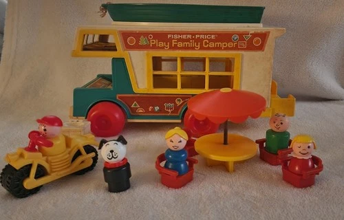 Vintage 1970s Fisher Price Play Family Camper Little People Play Set #994