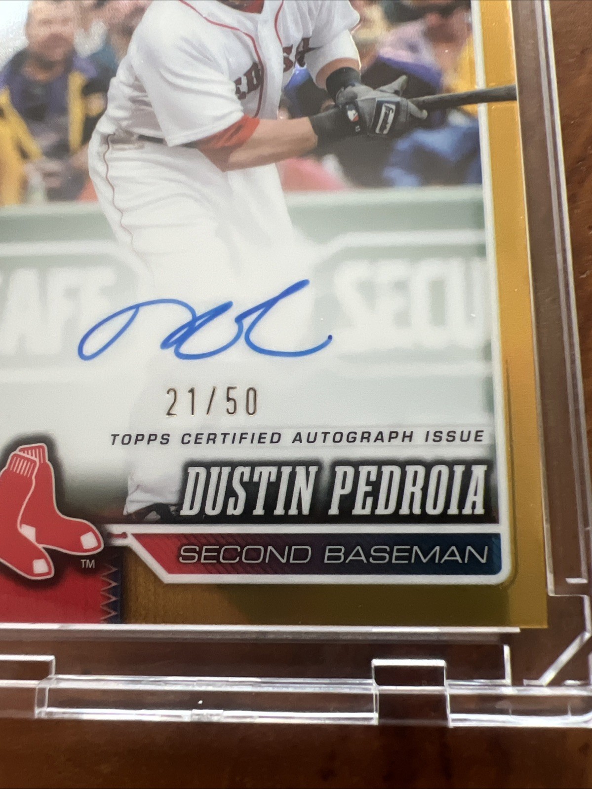 2026 Topps Chrome Dustin Pedroia Legend￼ Auto Gold Refractor SSP #/50 Red Sox view 4